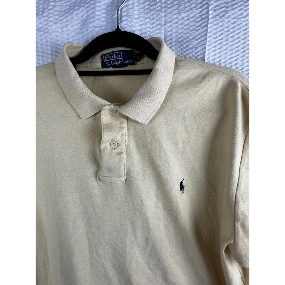 Polo Ralph Lauren Polo Shirt Mens Large Tan/ yellow Soft Touch Vintage‎